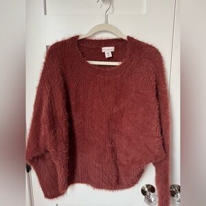 If It Were Me Fuzzy Rust Burgundy Sweater size M